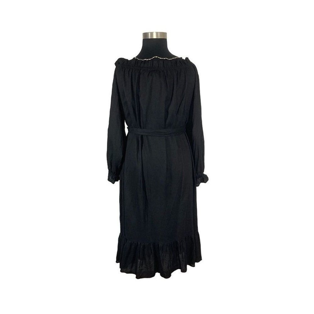 Eloquii 18/20 Black Maxi Peasant Shirt Dress Boho Drop Shoulder Puff Sleeve Goth - Picture 3 of 9